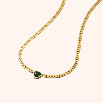 Green Heart Charm Chain Necklace – Bold Minimal Design