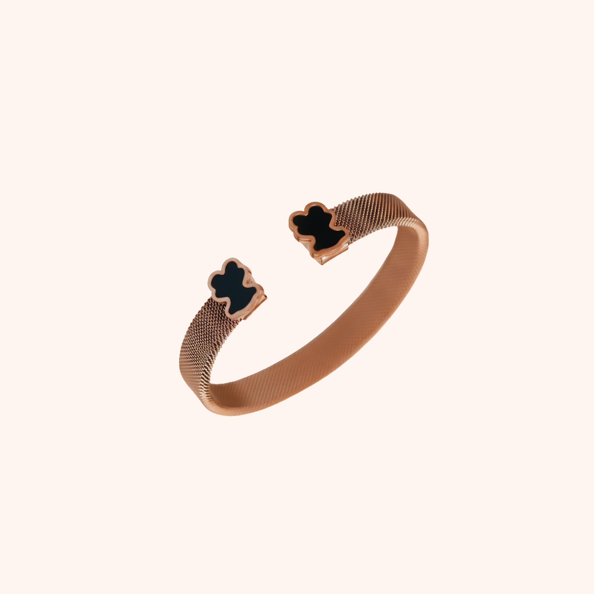 Rose Gold Clover Open Cuff Bracelet – Minimal Stylish Design