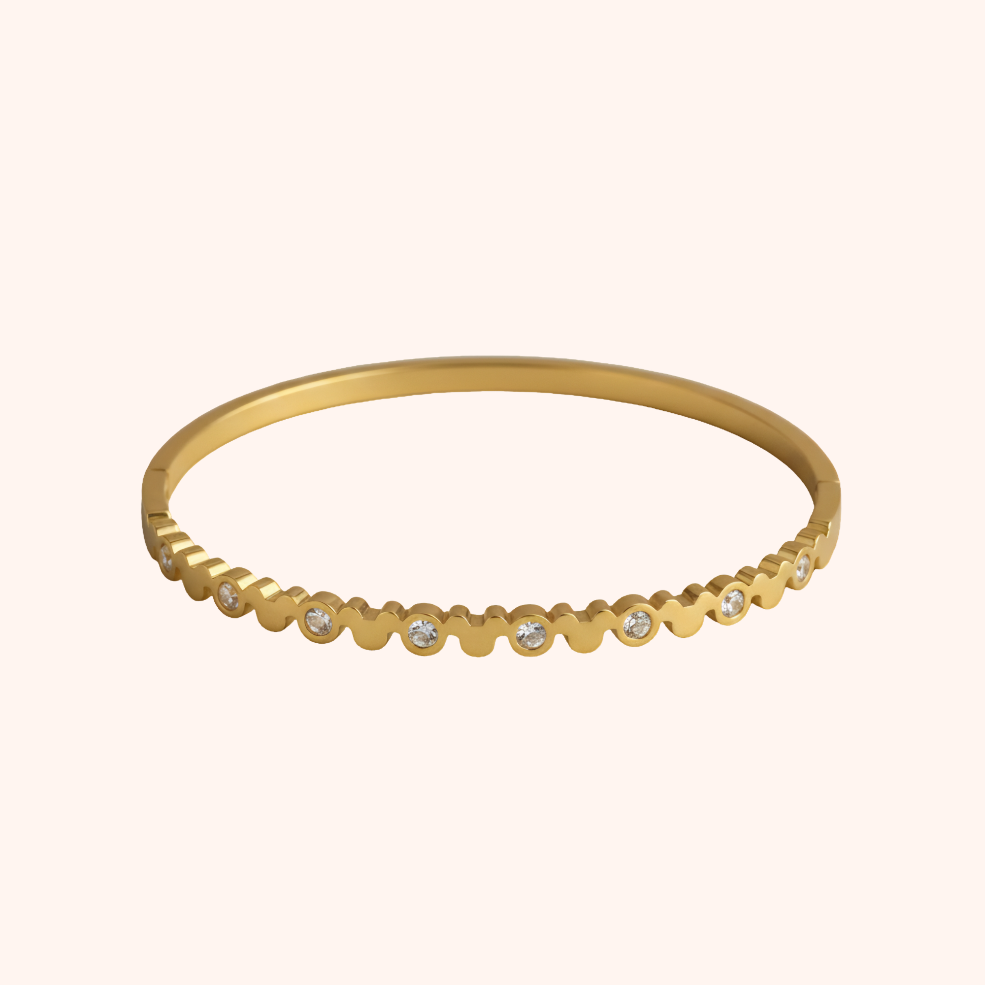Gold Crystal Studded Bangle Bracelet – Minimal Elegant Design