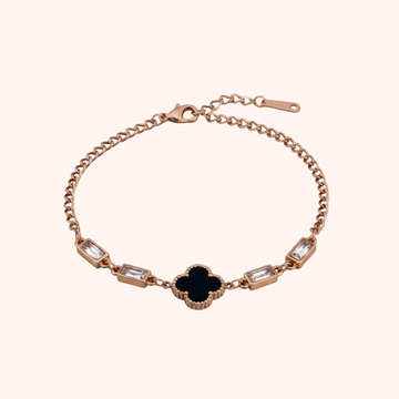 Rose Gold Clover Crystal Bracelet – Elegant Minimal Charm