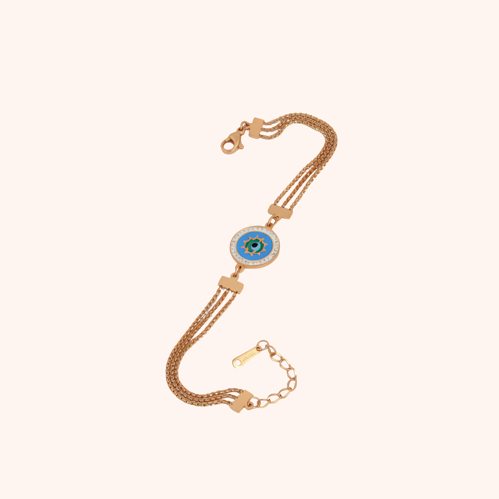 Rose Gold Evil Eye Multi-Chain Bracelet – Anti Tarnish Elegant Design