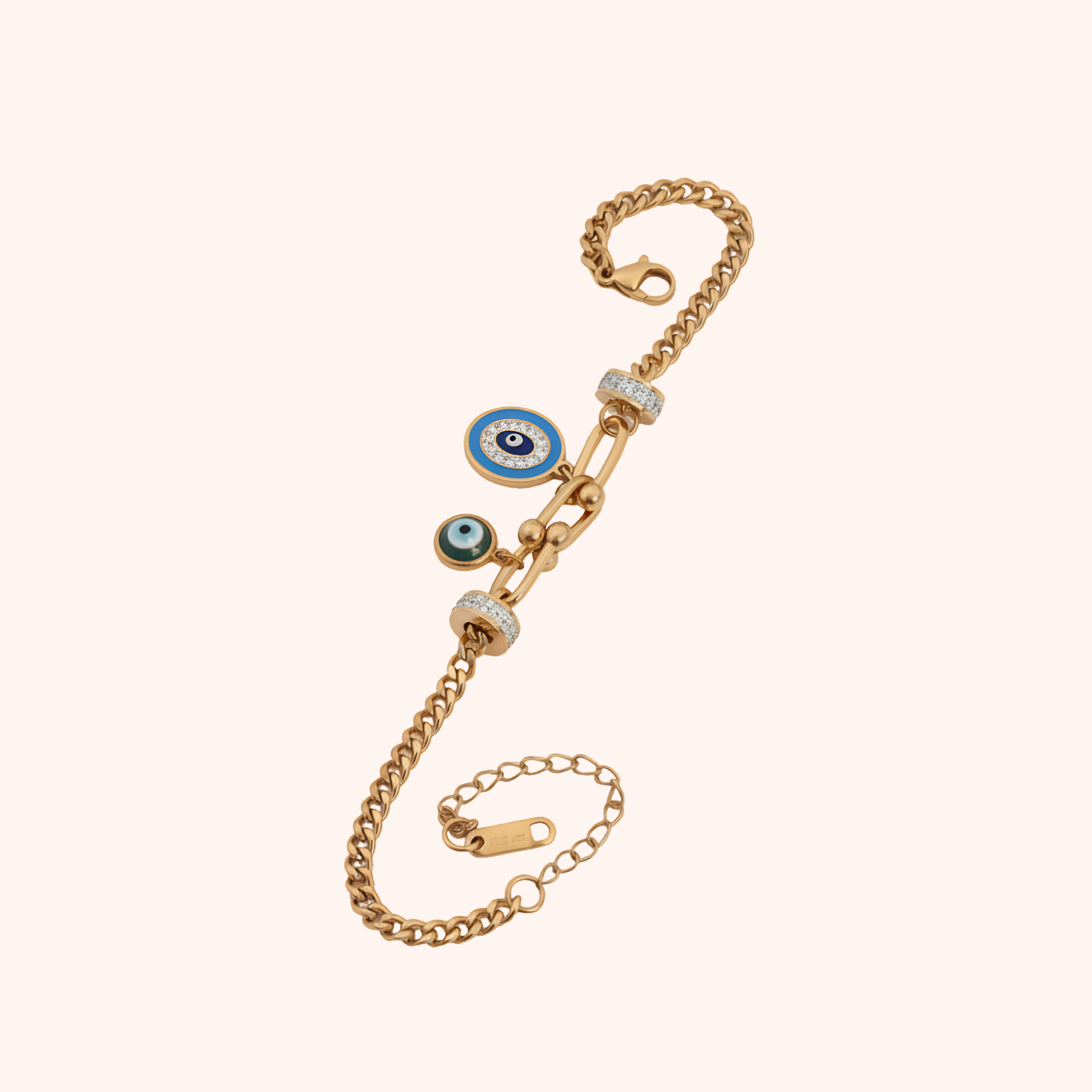 Rose Gold Evil Eye Charm Bracelet – Stylish Protective Chain Design