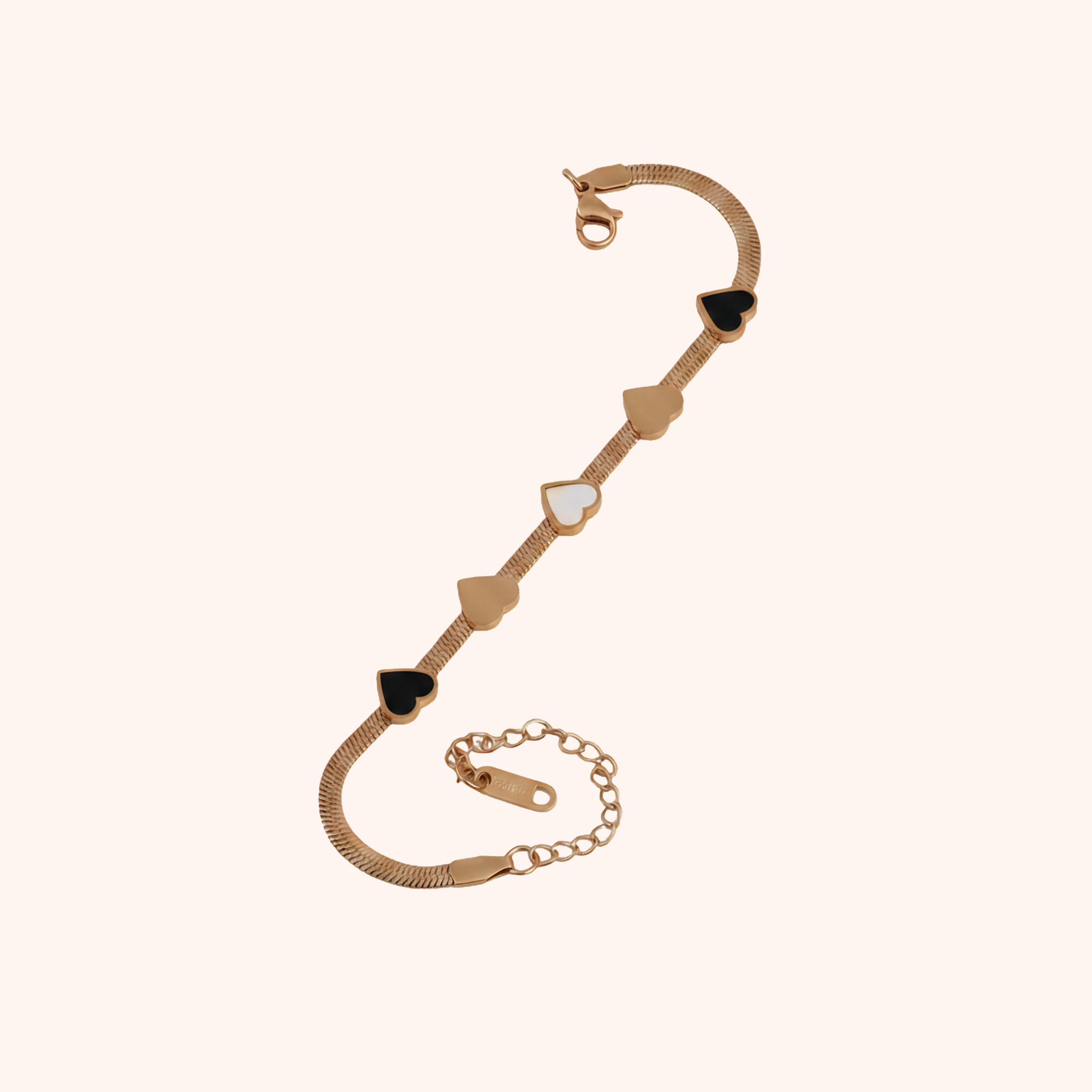 Rose Gold Multi Heart Bracelet – Minimal Anti Tarnish Chain Design