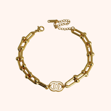 Gold Interlock Charm Bracelet – Anti Tarnish Statement Chain Design