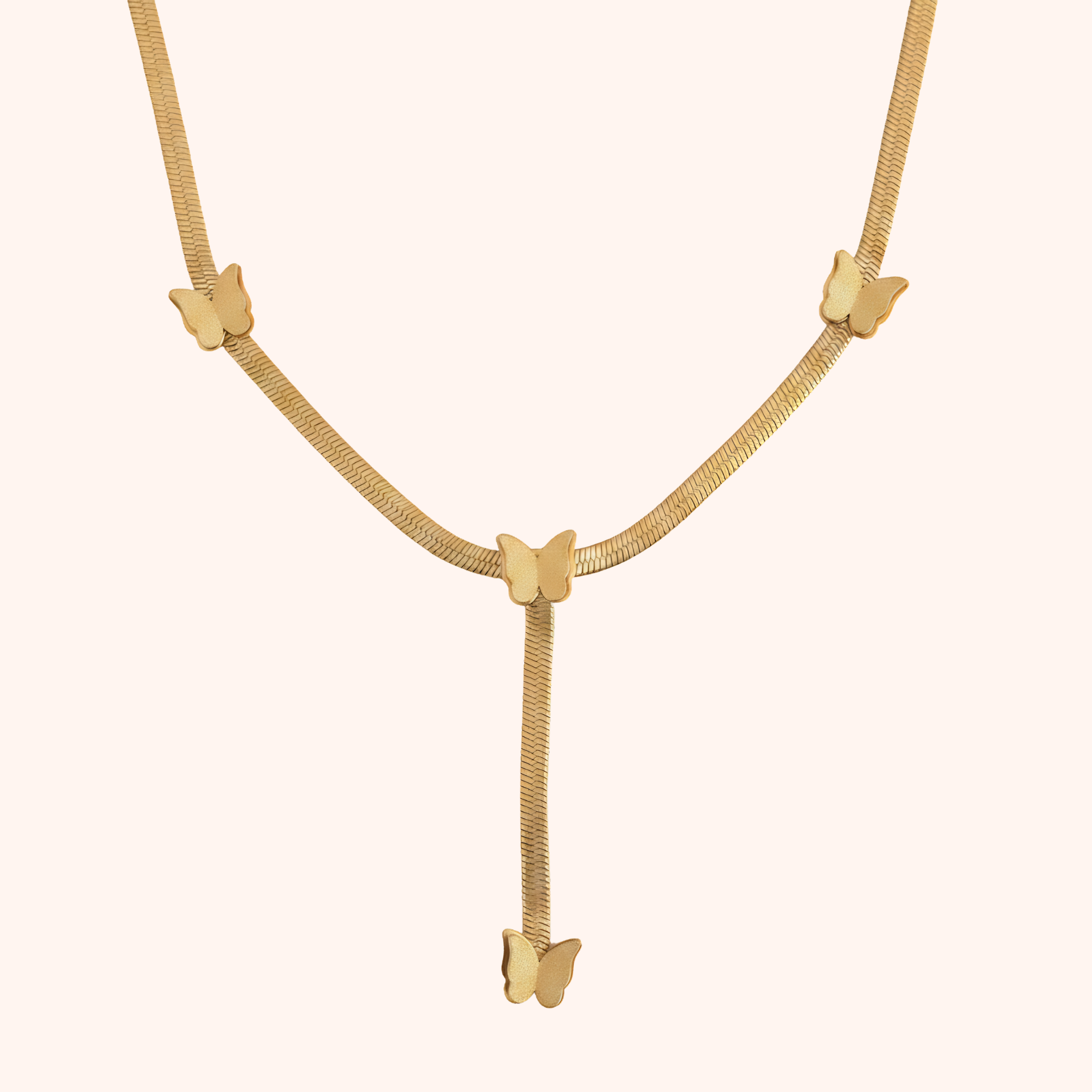 Gold Butterfly Layered Drop Necklace – Minimal Statement Chain