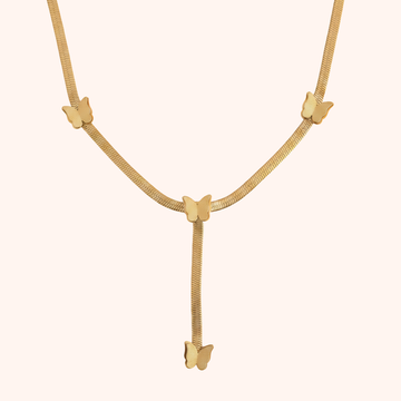 Gold Butterfly Layered Drop Necklace – Minimal Statement Chain