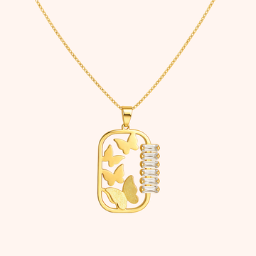 Gold Butterfly Crystal Bar Pendant Necklace – Elegant Statement Chain