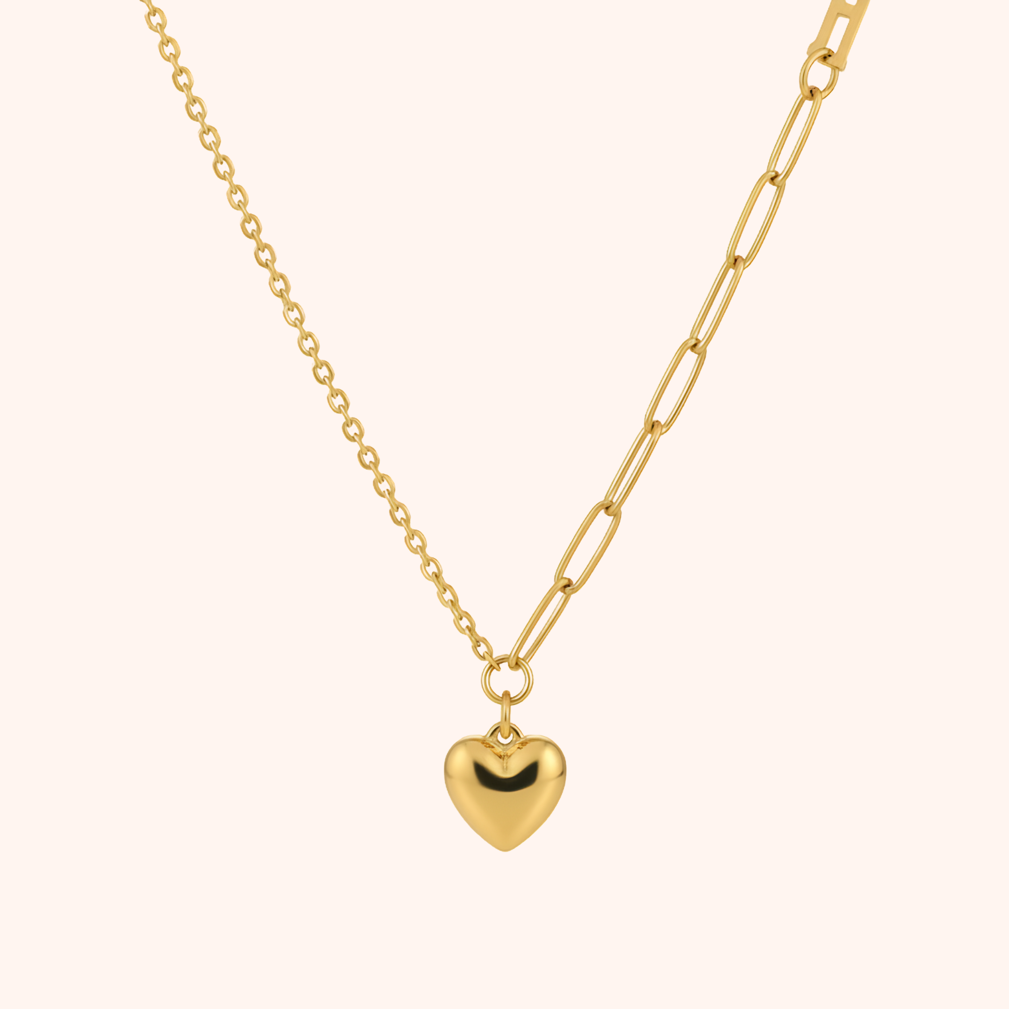 Gold Heart Dual Chain Pendant Necklace – Minimal Chic Design