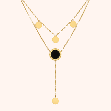 Layered Roman Disc Drop Necklace – Gold Minimal Statement