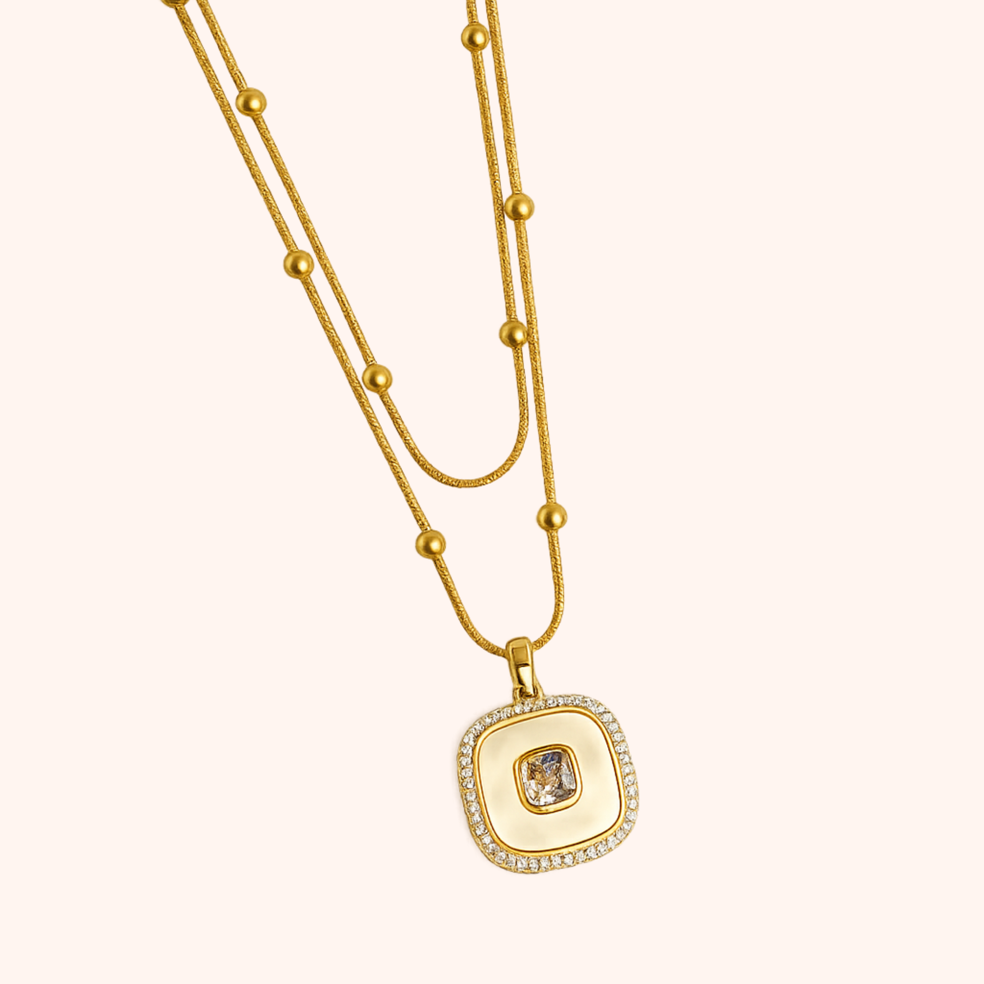 Layered Square Pendant Necklace – Elegant Fancy Design