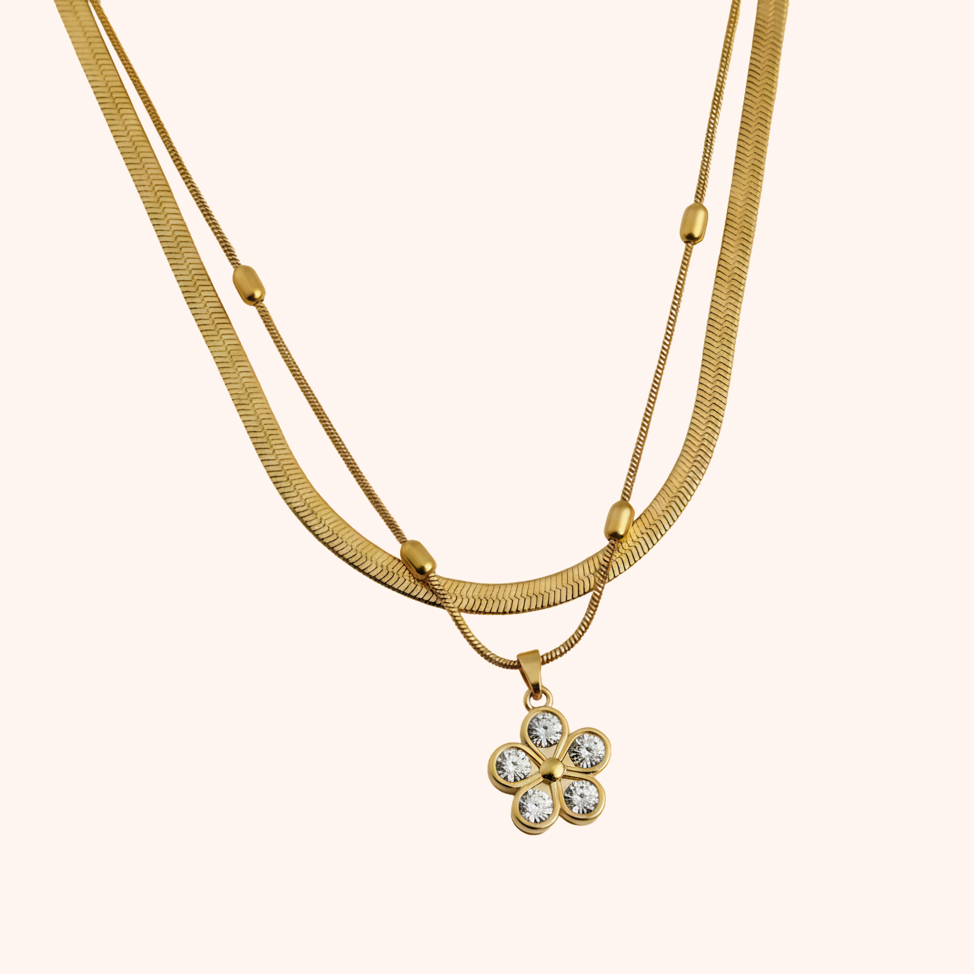 Layered Flower Pendant Necklace – Elegant Fancy Design