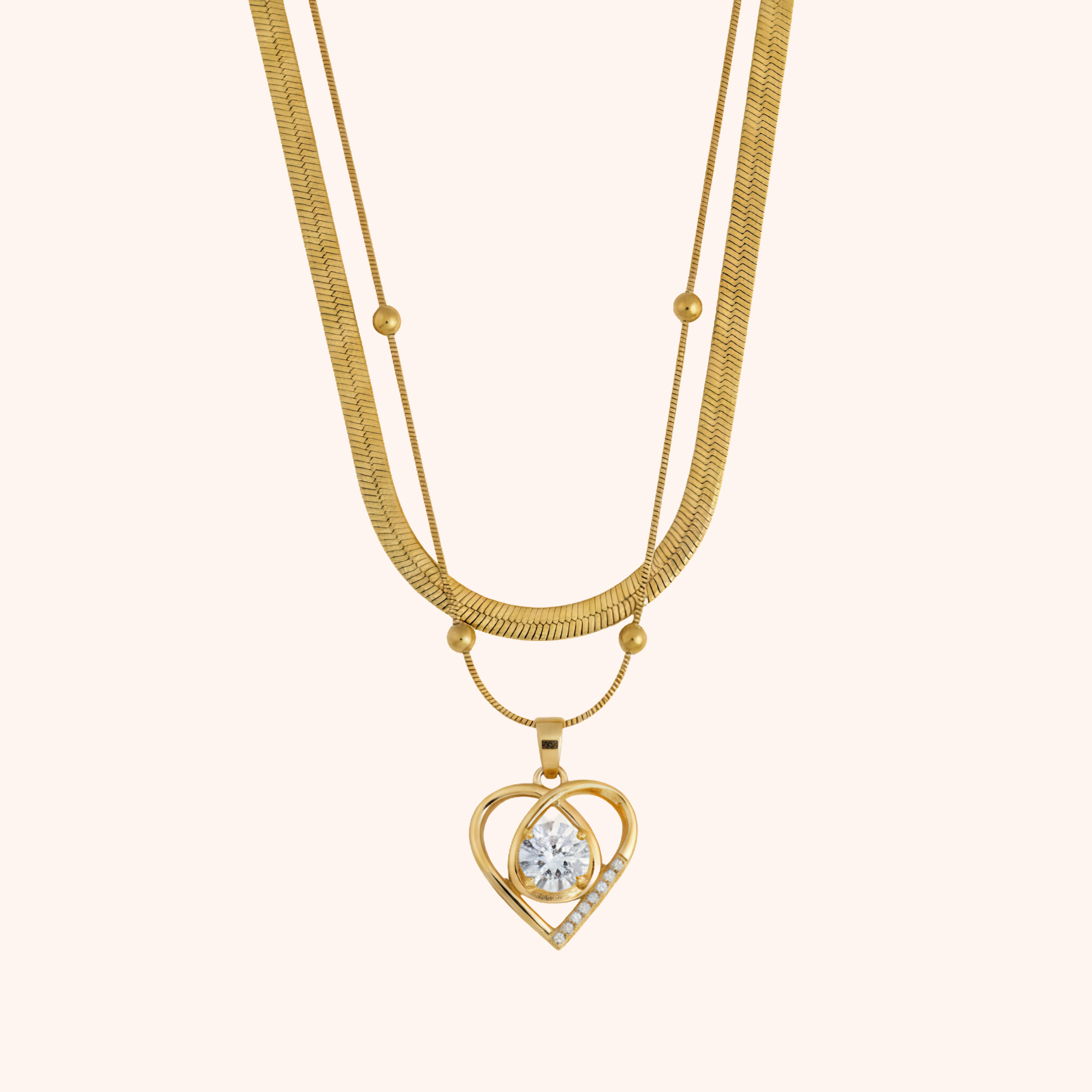 Layered Heart Pendant Necklace – Elegant Fancy Design