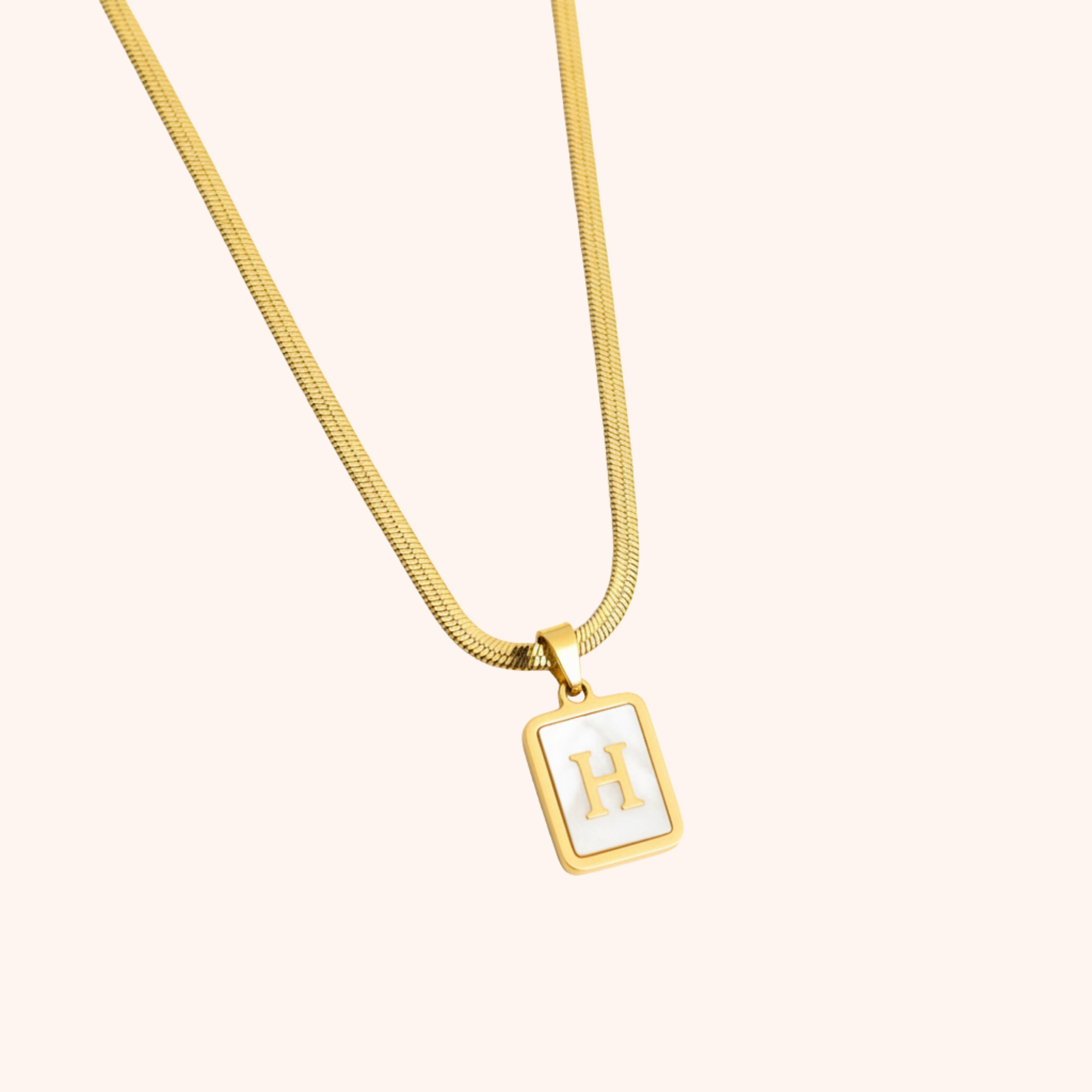 Gold Initial H Pendant Necklace – Minimal Personalized Chain