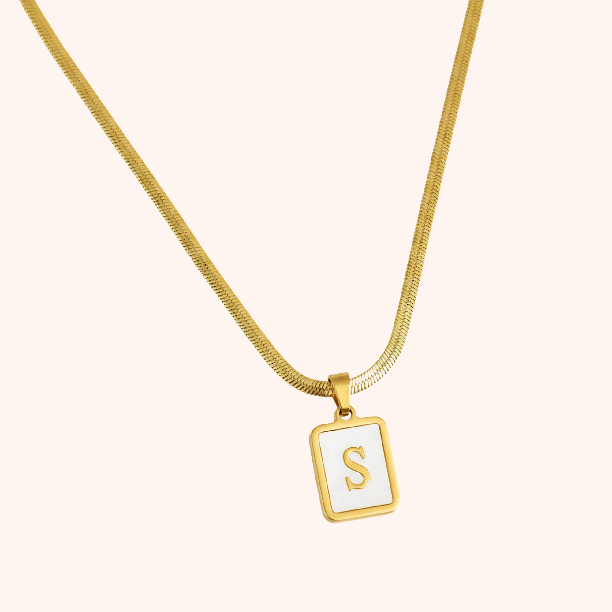 Gold Initial S Pendant Necklace – Minimal Personalized Chain