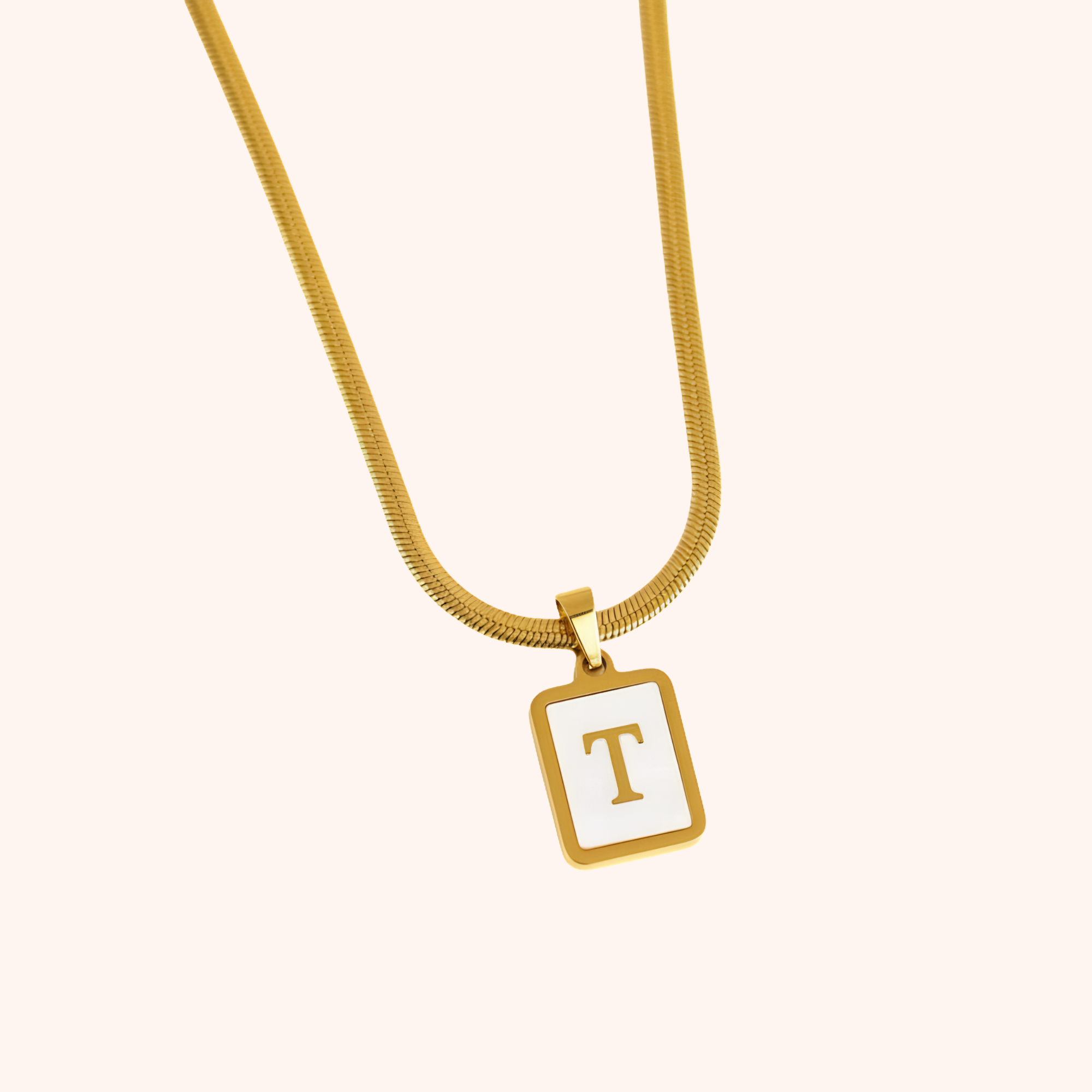 Gold Initial T Pendant Necklace – Minimal Personalized Chain