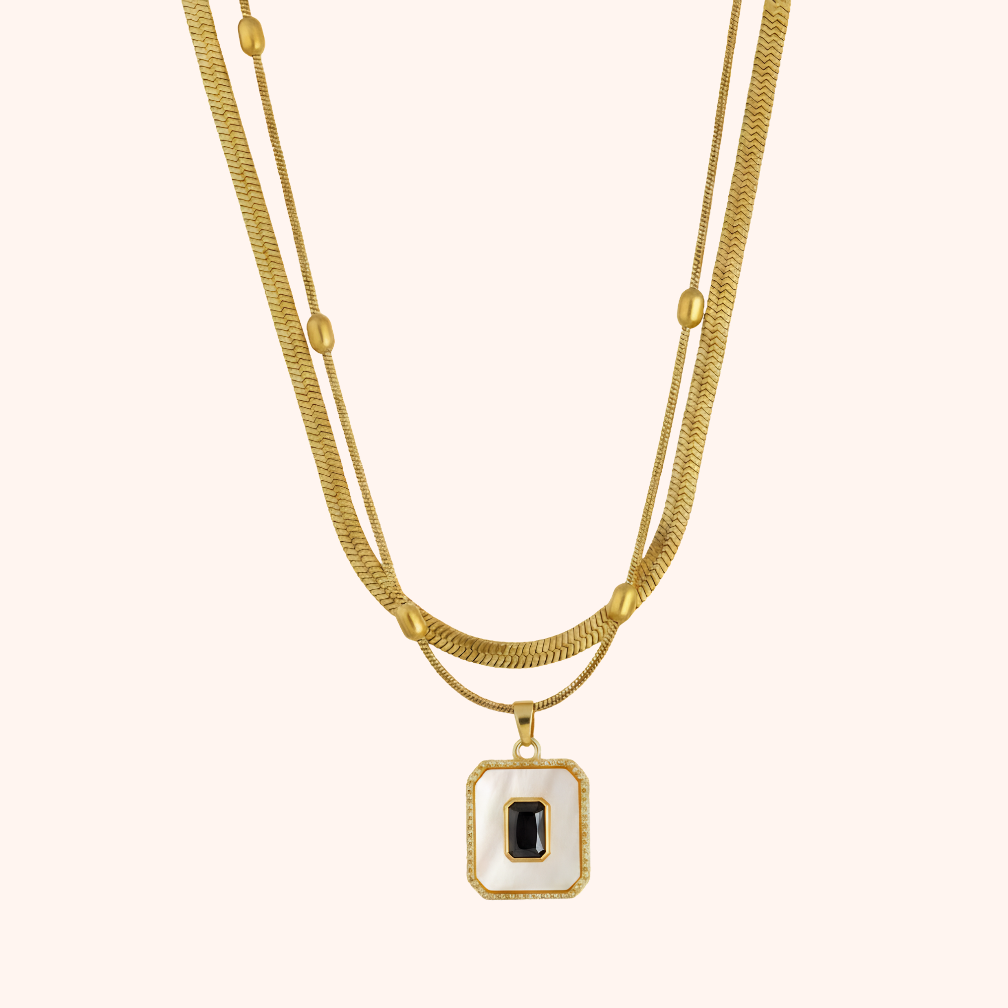 Layered Geometric Pendant Necklace – Elegant Fancy Design