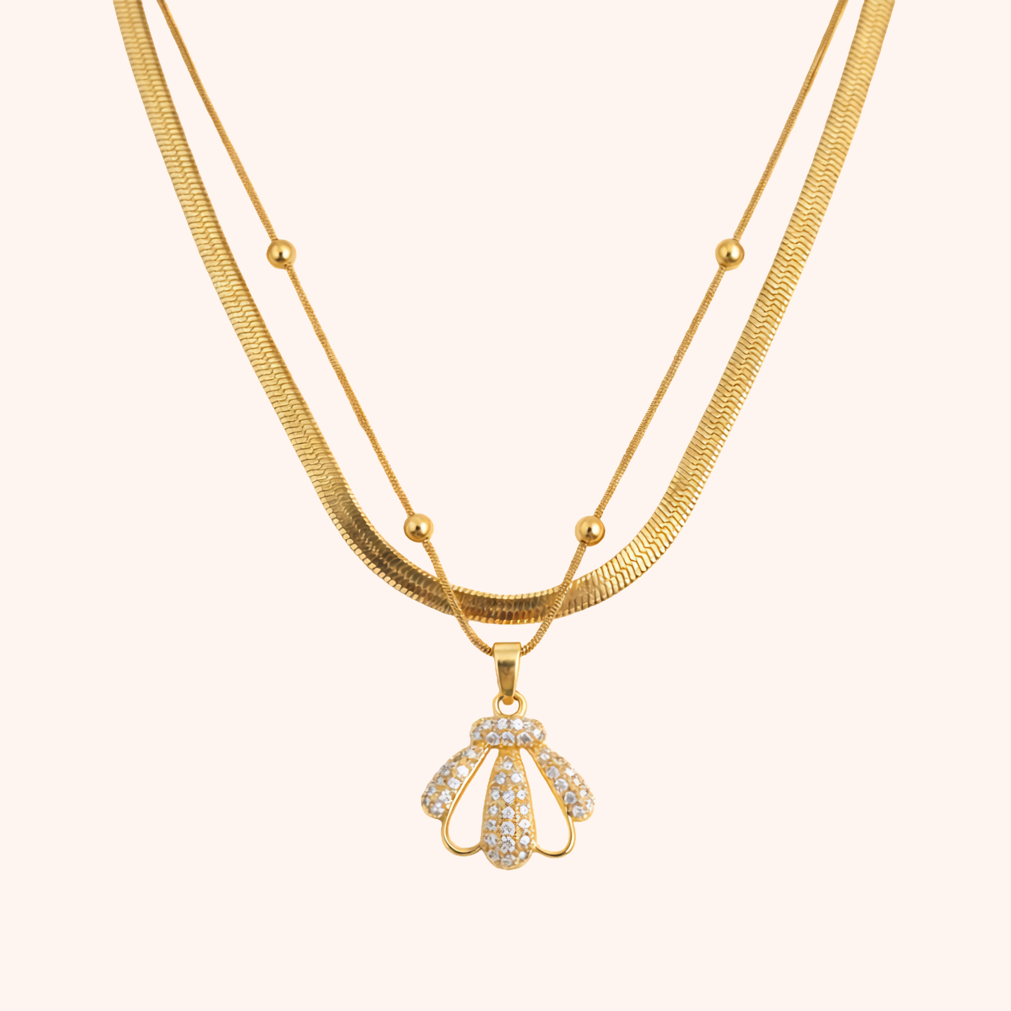 Layered Chain Pendant Necklace – Elegant Fancy Design