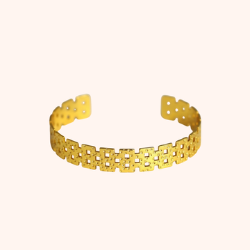 Gold Cutwork Cuff Bracelet – Bold Geometric Statement Design