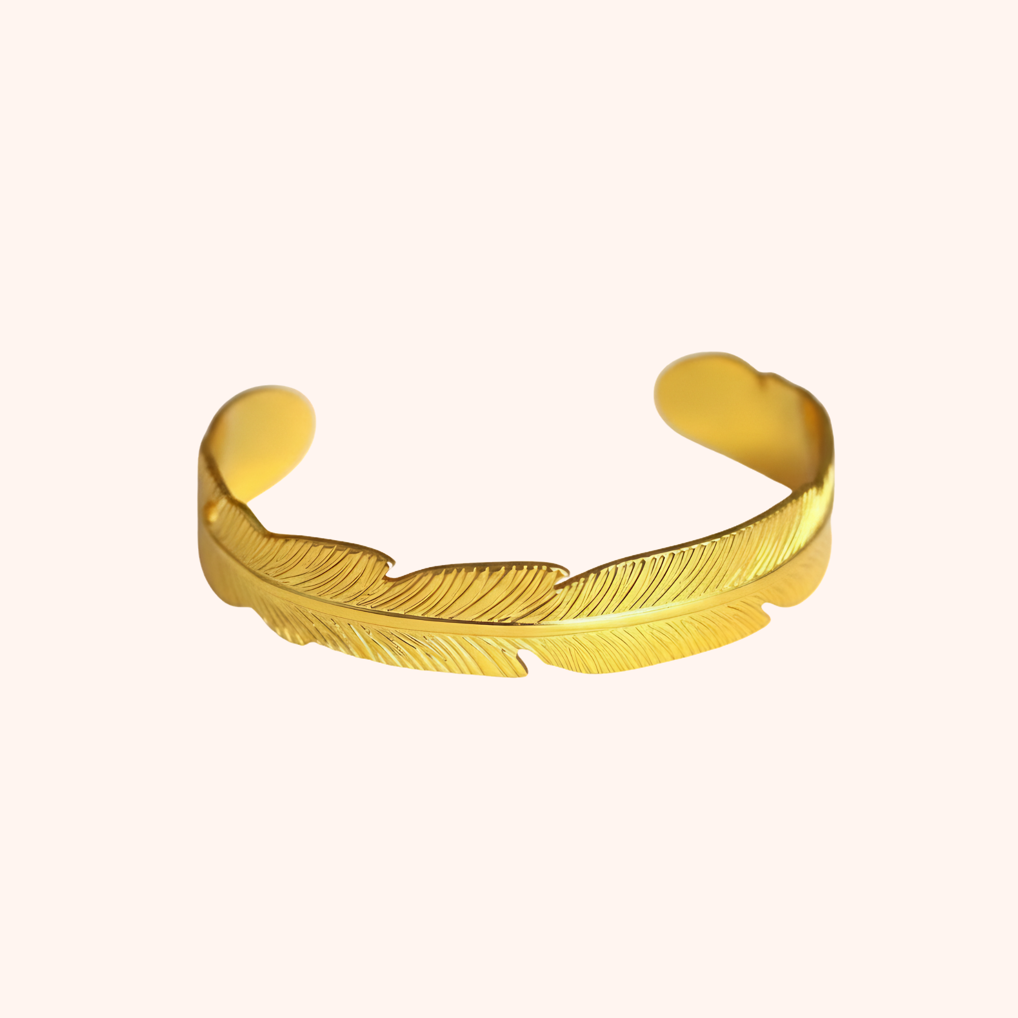 Gold Feather Cuff Bracelet – Elegant Minimal Nature Design