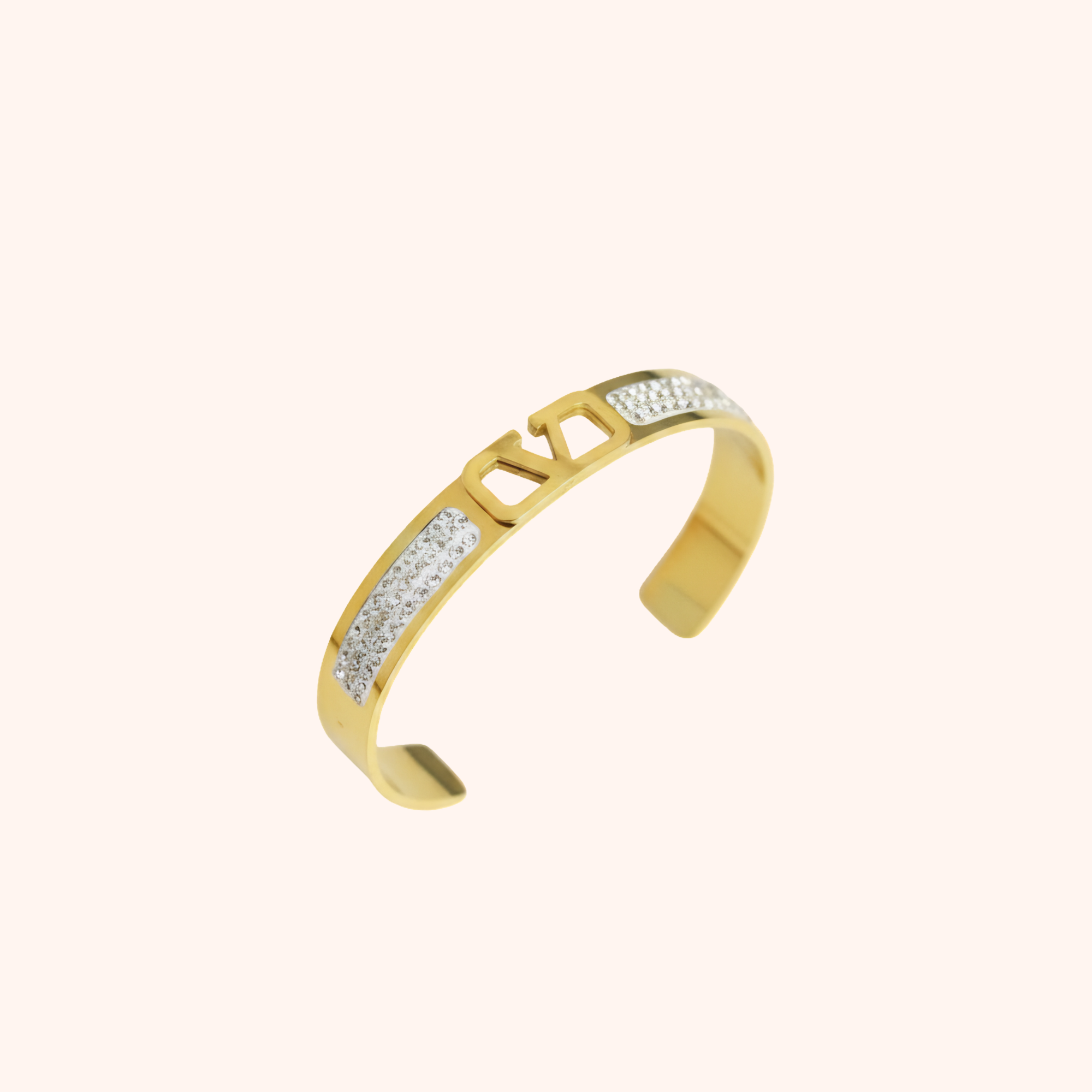 Gold LOVE Cuff Bracelet – Elegant Crystal Statement Design
