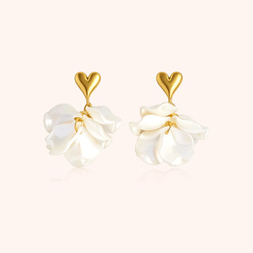 Heart Pearl Drop Earrings