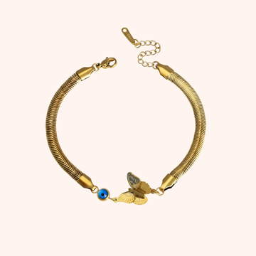 Gold Butterfly Evil Eye Bracelet – Anti Tarnish Elegant Chain Design