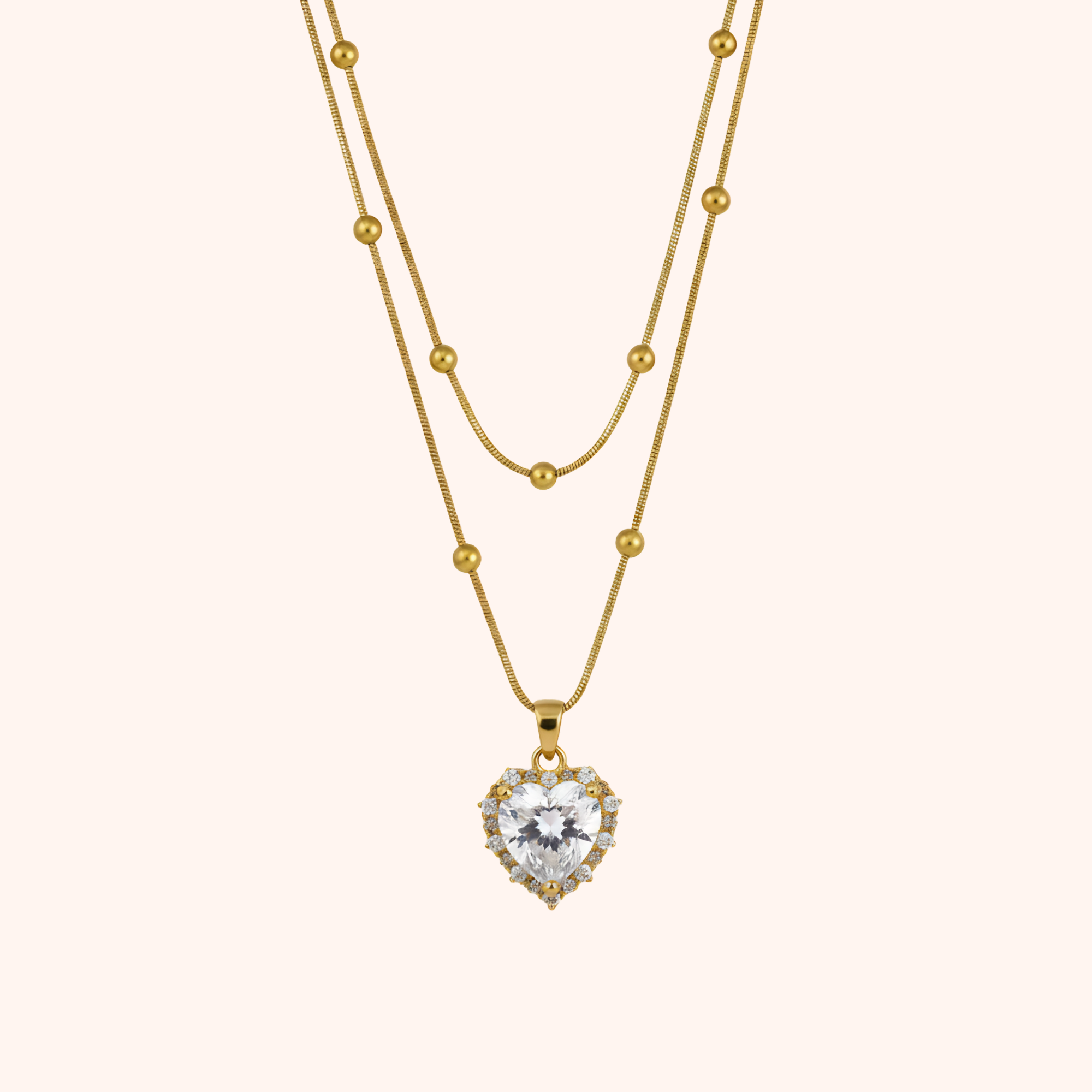 Layered Heart Pendant Necklace – Elegant Fancy Design